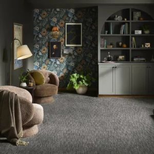 Dark gray Shaw Floors carpet in sitting room | Key Carpet Corporation